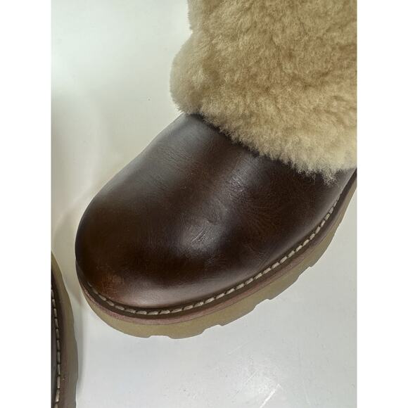 UGG Australia Maylin Women's Leather Shearling Boots Chestnut Brown Size 8 - Picture 11 of 16